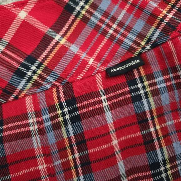 Vintage 2000s Abercrombie & Fitch Red Plaid Pleated Skirt Size 10 - Picture 3 of 5